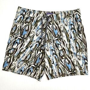 Patagonia Men's 38 Blue Green‎ Wavefarer Boardshorts Fitz Roy Trunks Camo Shorts